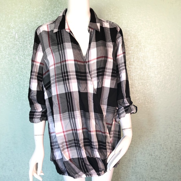 Lane Bryant Tops - Lane Bryant Plaid Plaid Surplice Shirt